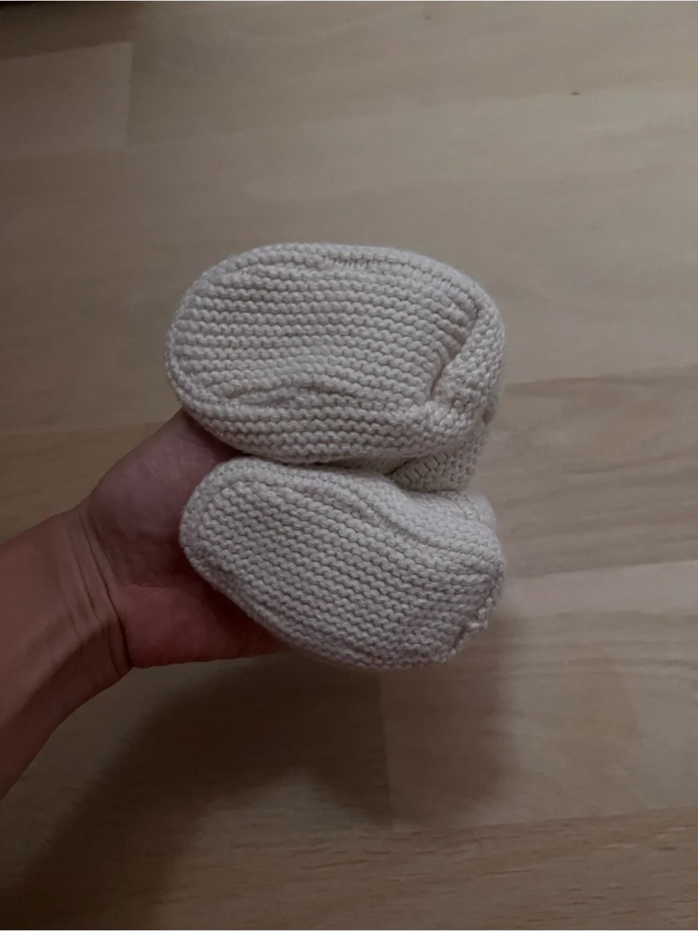 GAP Cream Knit Baby Booties with Rolled Cuff